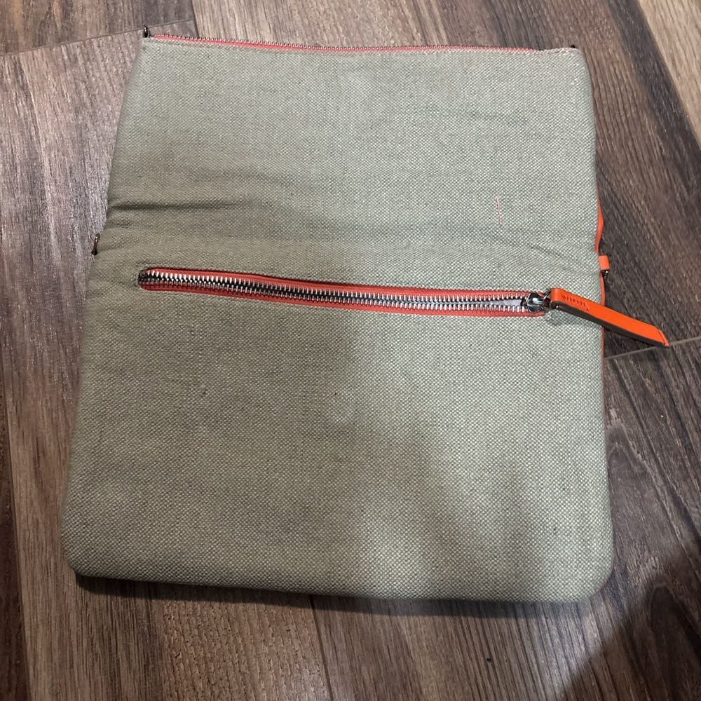 Stella & Dot Orange Laser-Cut Canvas Foldover Clutch - Picture 3 of 5